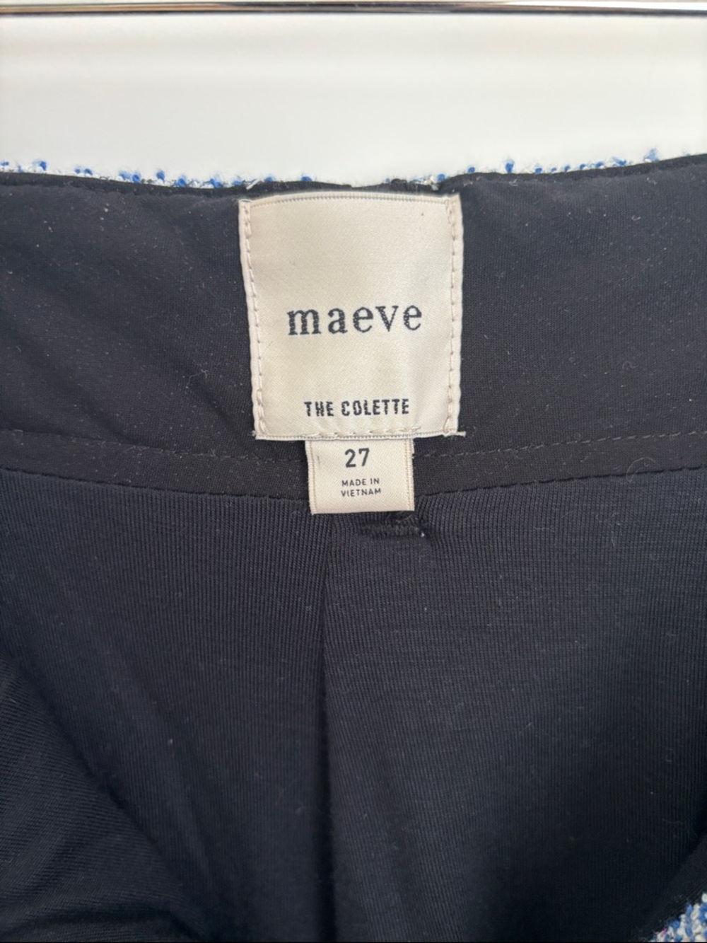 Maeve Anthropologie The Colette Tweed Crop Wide-Leg Pants Blue Sparkle Size 27 - Picture 13 of 13